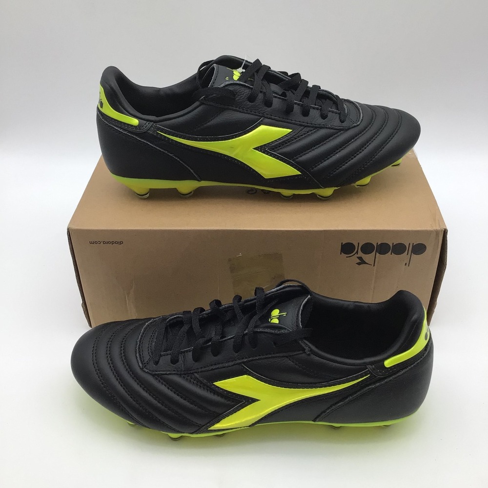 Diadora Brasil Icon LT+ LP12 Mens Soccer Cleats Black Neon Yellow Size 10 NEW